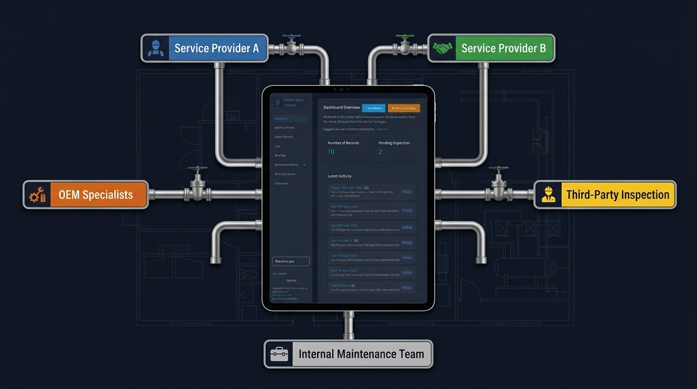 Central Operator Repository Connected to Contractors network diagram