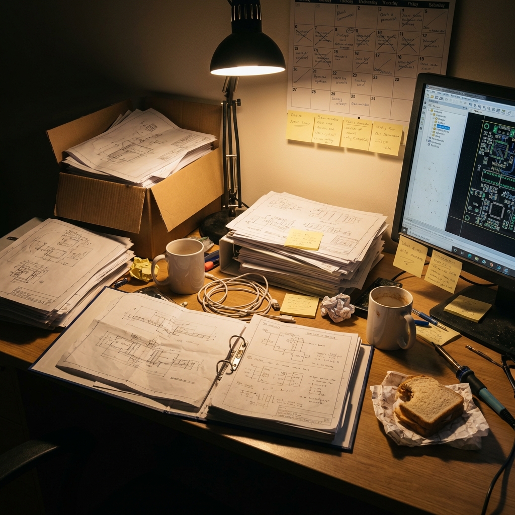 Disorganized Engineering Desk