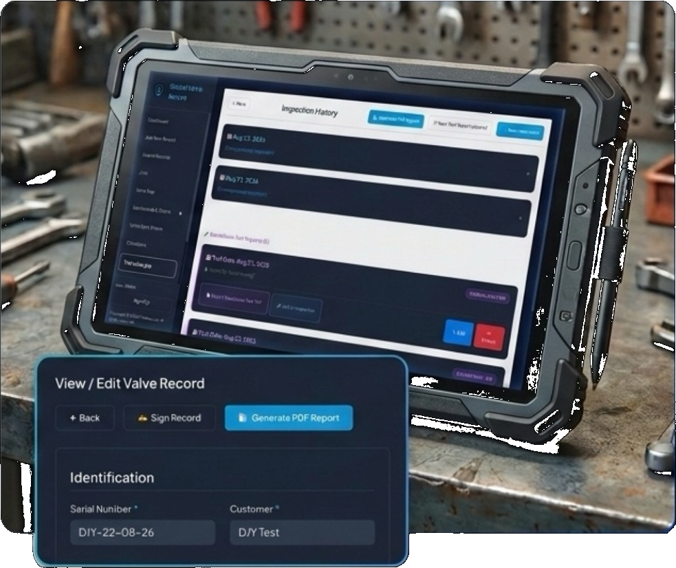 Rugged Tablet with Valve Record Interface